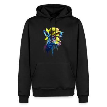 Drôle de girafe avec lunettes et chapeau décontracté - Sweat à capuche Premium bio Homme - noir - Devant - Nico (187cm)