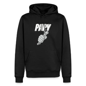 Cadeau papy bricoleur - Sweat à capuche Premium bio Homme - noir - Devant - Nico (187cm)