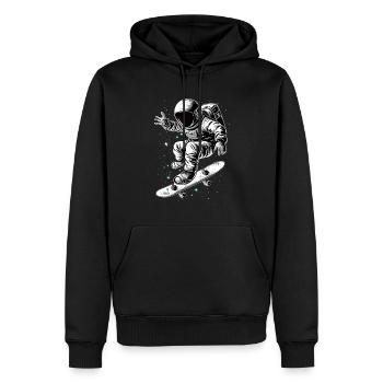 Skater Astronaut - Männer Premium Bio Hoodie - Schwarz - Vorne - Nico (187cm)