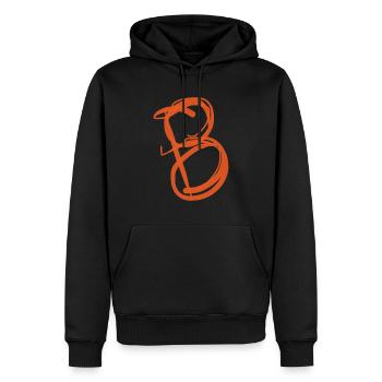 Orange B on black T-shirt - Men’s Premium Organic Hoodie - black - Front - Nico (187cm)