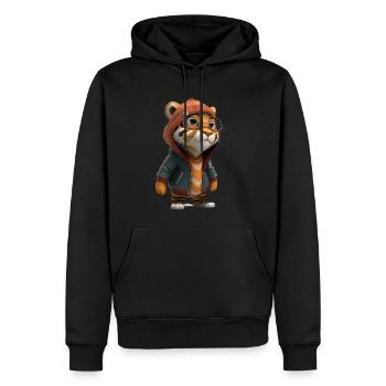 Niedlicher Tiger mir Brille für Kinder - Männer Premium Bio Hoodie - Schwarz - Vorne - Nico (187cm)