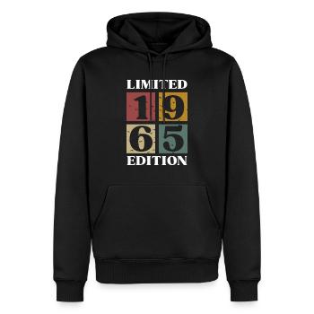 Vintage Cadeau 1965 Anniversaire Édition limitée - Sweat à capuche Premium bio Homme - noir - Devant - Nico (187cm)
