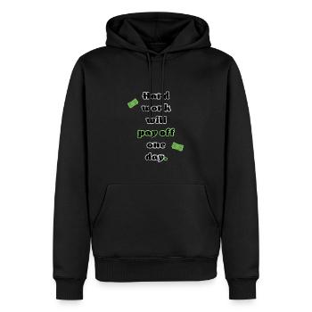 Hard work will pay off one day - Männer Premium Bio Hoodie - Schwarz - Vorne - Nico (187cm)