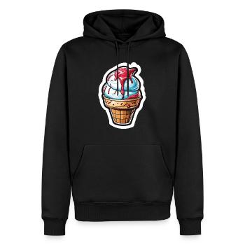 Eis / Ice Cream / Sommer / Sonne / Waffel - Männer Premium Bio Hoodie - Schwarz - Vorne - Nico (187cm)