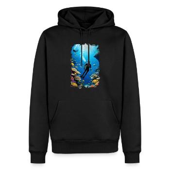 plongée sous marine - Sweat à capuche Premium bio Homme - noir - Devant - Nico (187cm)