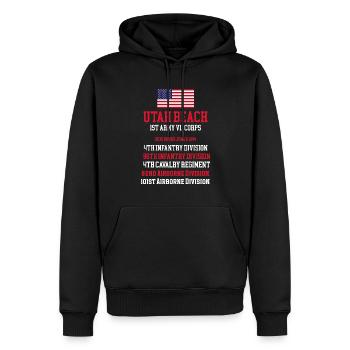 Utah Beach D-Day commemoration T-shirt - Men’s Premium Organic Hoodie - black - Front - Nico (187cm)