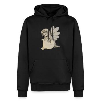 Dessin de fée, illustration fée, monde féérique - Sweat à capuche Premium bio Homme - noir - Devant - Nico (187cm)