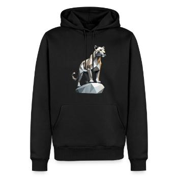 Mountain Lion - Cute Low Poly Cat - Men’s Premium Organic Hoodie - black - Front - Nico (187cm)
