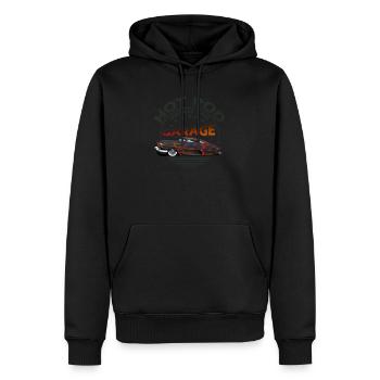 hot rod vintage garage voiture ancienne logo muscl - Sweat à capuche Premium bio Homme - noir - Devant - Nico (187cm)