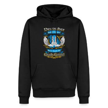 Stolzer Bayer – Deutscher durch Geburt - Männer Premium Bio Hoodie - Schwarz - Vorne - Nico (187cm)