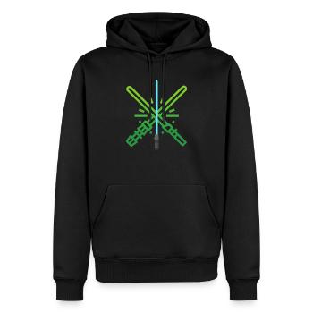 Blau Grünes Lichtschwert - Männer Premium Bio Hoodie - Schwarz - Vorne - Nico (187cm)