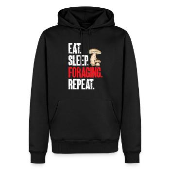 Cueillette de champignons Cueillette de champignons Cueillette de champignons - Sweat à capuche Premium bio Homme - noir - Devant - Nico (187cm)