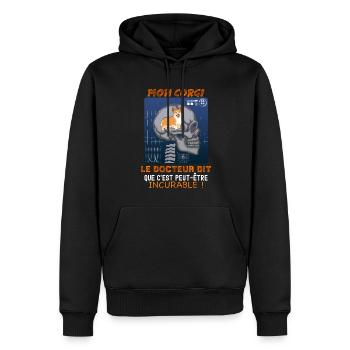 Humour Chien corgi radiographie Chiens De Race - Sweat à capuche Premium bio Homme - noir - Devant - Nico (187cm)