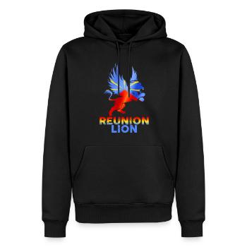 Hinweis Der Löwe trifft Stolz und Macht - Männer Premium Bio Hoodie - Schwarz - Vorne - Nico (187cm)