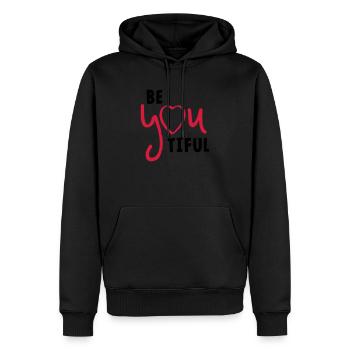 Soyez volontaire ou tiful. Saint-Valentin - Sweat à capuche Premium bio Homme - noir - Devant - Nico (187cm)