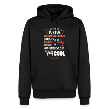 Papa agriculteur le plus cool du monde - Sweat à capuche Premium bio Homme - noir - Devant - Nico (187cm)