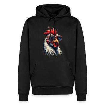 Coq Cool avec Lunettes de Soleil - Design Animalier Rétro - Sweat à capuche Premium bio Homme - noir - Devant - Nico (187cm)