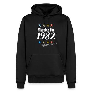 Fabriqué en 1982 Édition Limitée Vintage Anniversaire - Sweat à capuche Premium bio Homme - noir - Devant - Nico (187cm)
