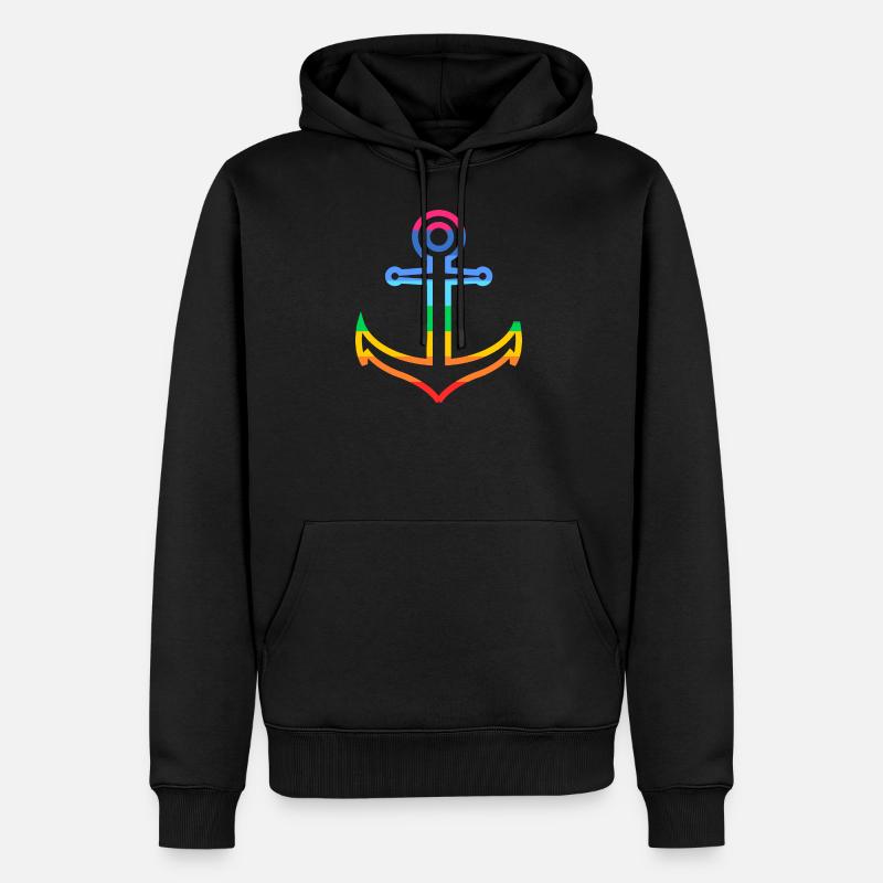 Regenbogen Anker - Männer Premium Bio Hoodie - Schwarz