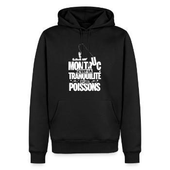 Mon truc version pêche pêcheur rigolo - Sweat à capuche Premium bio Homme - noir - Devant - Nico (187cm)