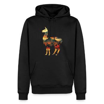 Alpaga Lama Andes Amérique du Sud - Sweat à capuche Premium bio Homme - noir - Devant - Nico (187cm)