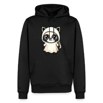 Waschbär Halloween Comic Geist - Männer Premium Bio Hoodie - Schwarz - Vorne - Nico (187cm)
