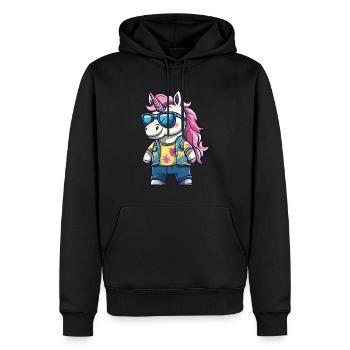 Einhorn Lustig Sommer - Männer Premium Bio Hoodie - Schwarz - Vorne - Nico (187cm)