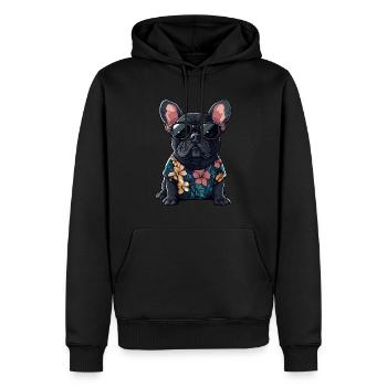 Buldog Français Chien Été - Sweat à capuche Premium bio Homme - noir - Devant - Nico (187cm)