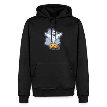 Scary Halloween Ghost with Pumpkin - Men’s Premium Organic Hoodie - black - Front - Nico (187cm)