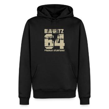 Aquitaine Pyrénées Atlantiques 64 Biarrritz - Sweat à capuche Premium bio Homme - noir - Devant - Nico (187cm)