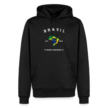 Brasil vintage flag-map - Männer Premium Bio Hoodie - Schwarz - Vorne - Nico (187cm)