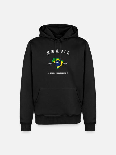 Brasil vintage flag-map - Männer Premium Bio Hoodie - Schwarz