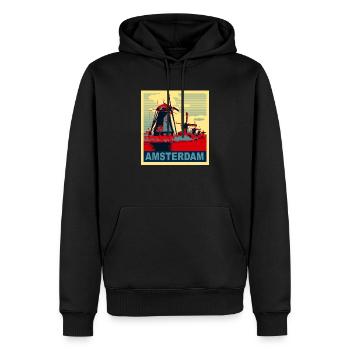 Amsterdam - Sweat à capuche Premium bio Homme - noir - Devant - Nico (187cm)
