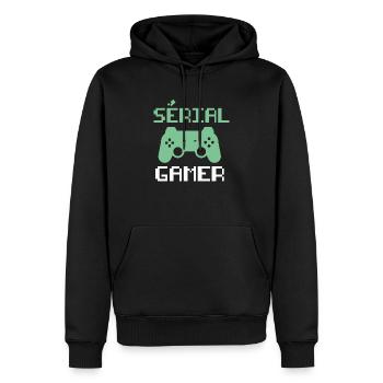 Sérial Gamer Jeux vidéos Cadeau - Sweat à capuche Premium bio Homme - noir - Devant - Nico (187cm)