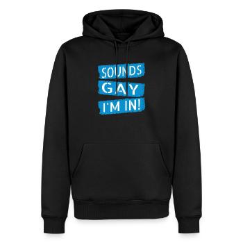 present bday funny rainbow gay gift idea joke - Men’s Premium Organic Hoodie - black - Front - Nico (187cm)