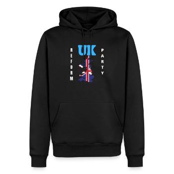 UK Reform Party - Men’s Premium Organic Hoodie - black - Front - Nico (187cm)