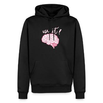 Cerveau - Utilisez-le ! - Sweat à capuche Premium bio Homme - noir - Devant - Nico (187cm)