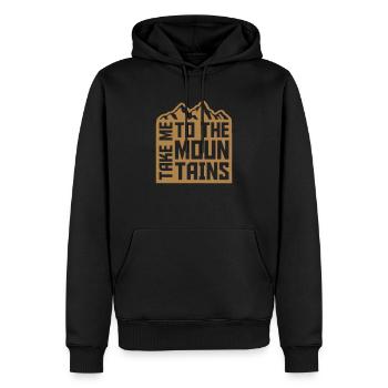 To the mountains quote - Men’s Premium Organic Hoodie - black - Front - Nico (187cm)