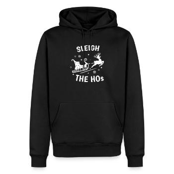 sleigh the hos santa christmas reindeer - Men’s Premium Organic Hoodie - black - Front - Nico (187cm)