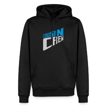 Team Logo Cousin Crew - Männer Premium Bio Hoodie - Schwarz - Vorne - Nico (187cm)
