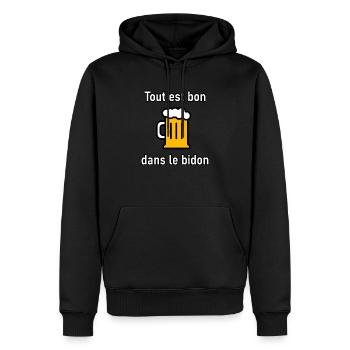 blague - Sweat à capuche Premium bio Homme - noir - Devant - Nico (187cm)