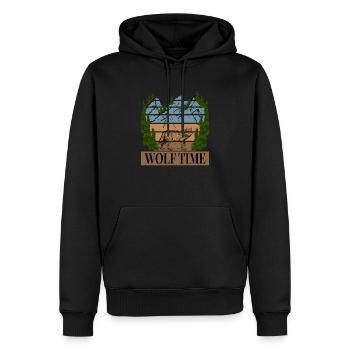 WOLFSZEIT - Männer Premium Bio Hoodie - Schwarz - Vorne - Nico (187cm)