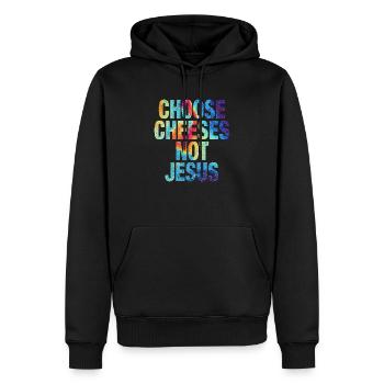 Choose Cheeses - not Jesus - Men’s Premium Organic Hoodie - black - Front - Nico (187cm)
