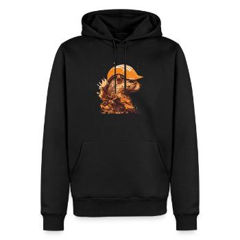 Ein Frettchen Arbeiter mit einem gelben Bauhelm - Männer Premium Bio Hoodie - Schwarz - Vorne - Nico (187cm)