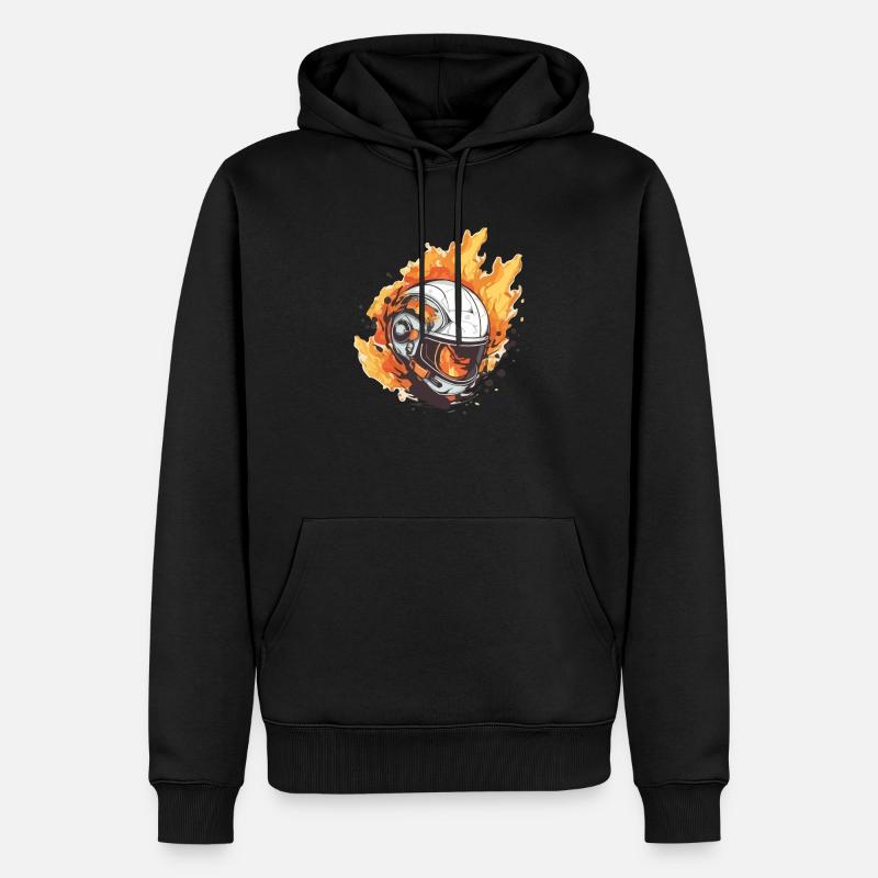 Casque en feu - Sweat à capuche Premium bio Homme - noir
