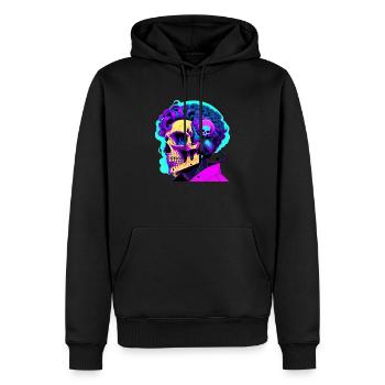 Musique jusqu’à la mort - Sweat à capuche Premium bio Homme - noir - Devant - Nico (187cm)