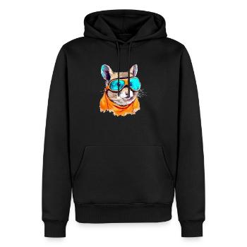 Tik l'écureuil à lunettes - Sweat à capuche Premium bio Homme - noir - Devant - Nico (187cm)
