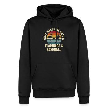 Baseball and Flamingo Retro Vintage - Men’s Premium Organic Hoodie - black - Front - Nico (187cm)