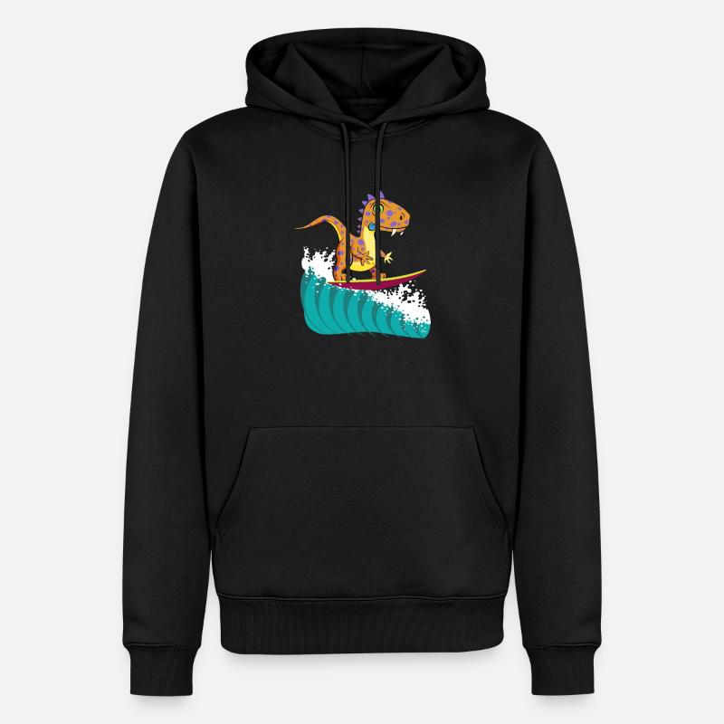 Dino Surf Cool #2 - Männer Premium Bio Hoodie - Schwarz