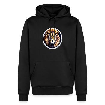 tete de lion - Sweat à capuche Premium bio Homme - noir - Devant - Nico (187cm)